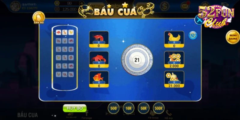 Bầu cua 52fun được thiết đẹp mắt, đa dạng bàn cược