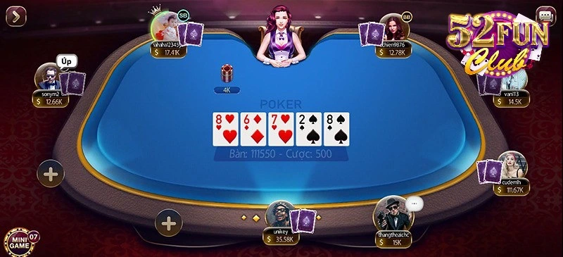 Cách chơi bài poker tại 52fun rất đơn giản